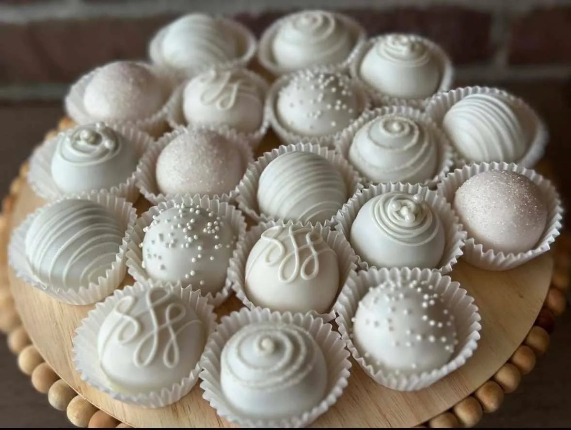 Elegant all-white cake balls
