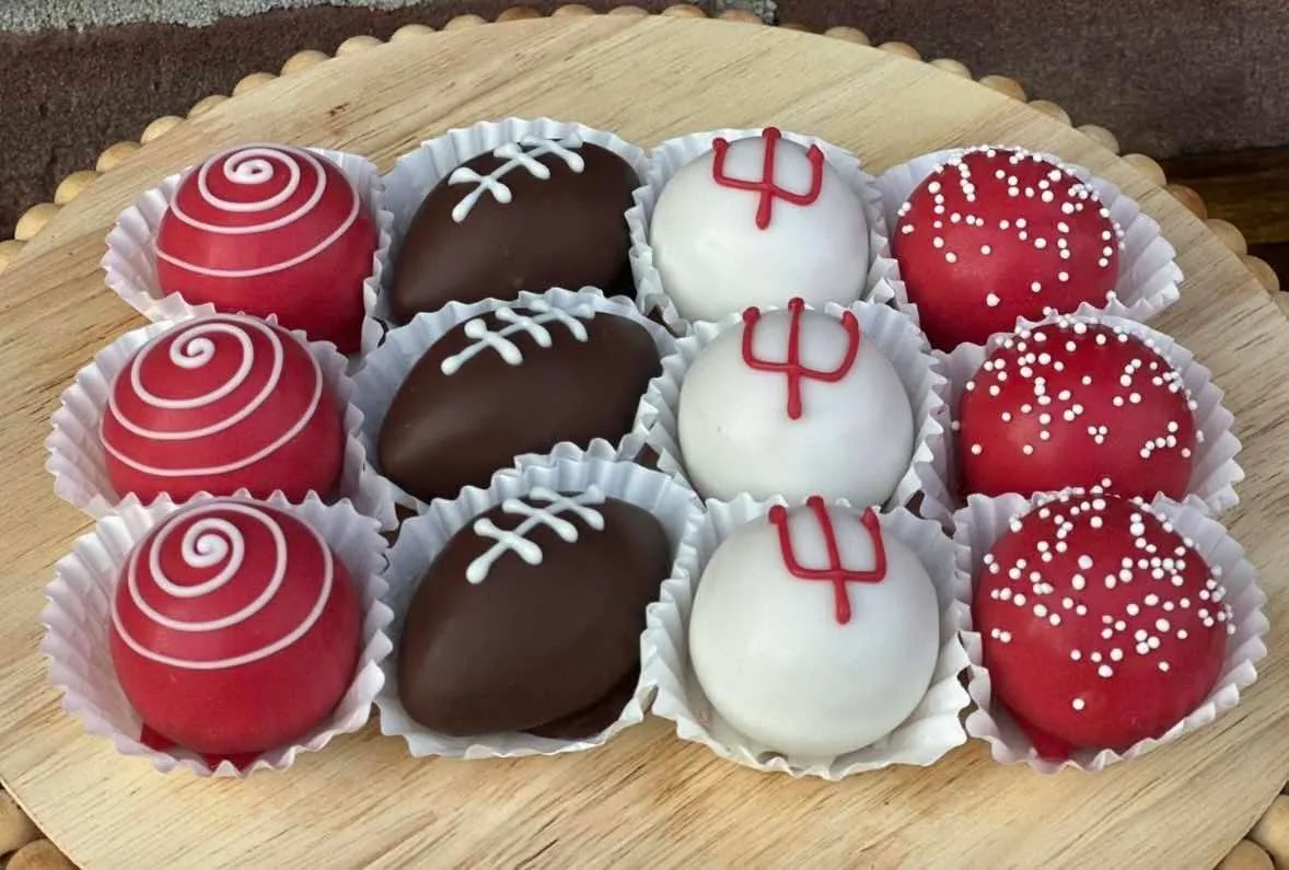 Indiana football themed cake balls